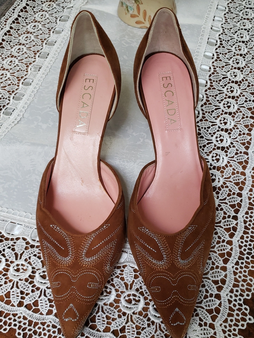 Escada Brown Suede Pointed  Pump Sz.6.5 (EU 36.5)